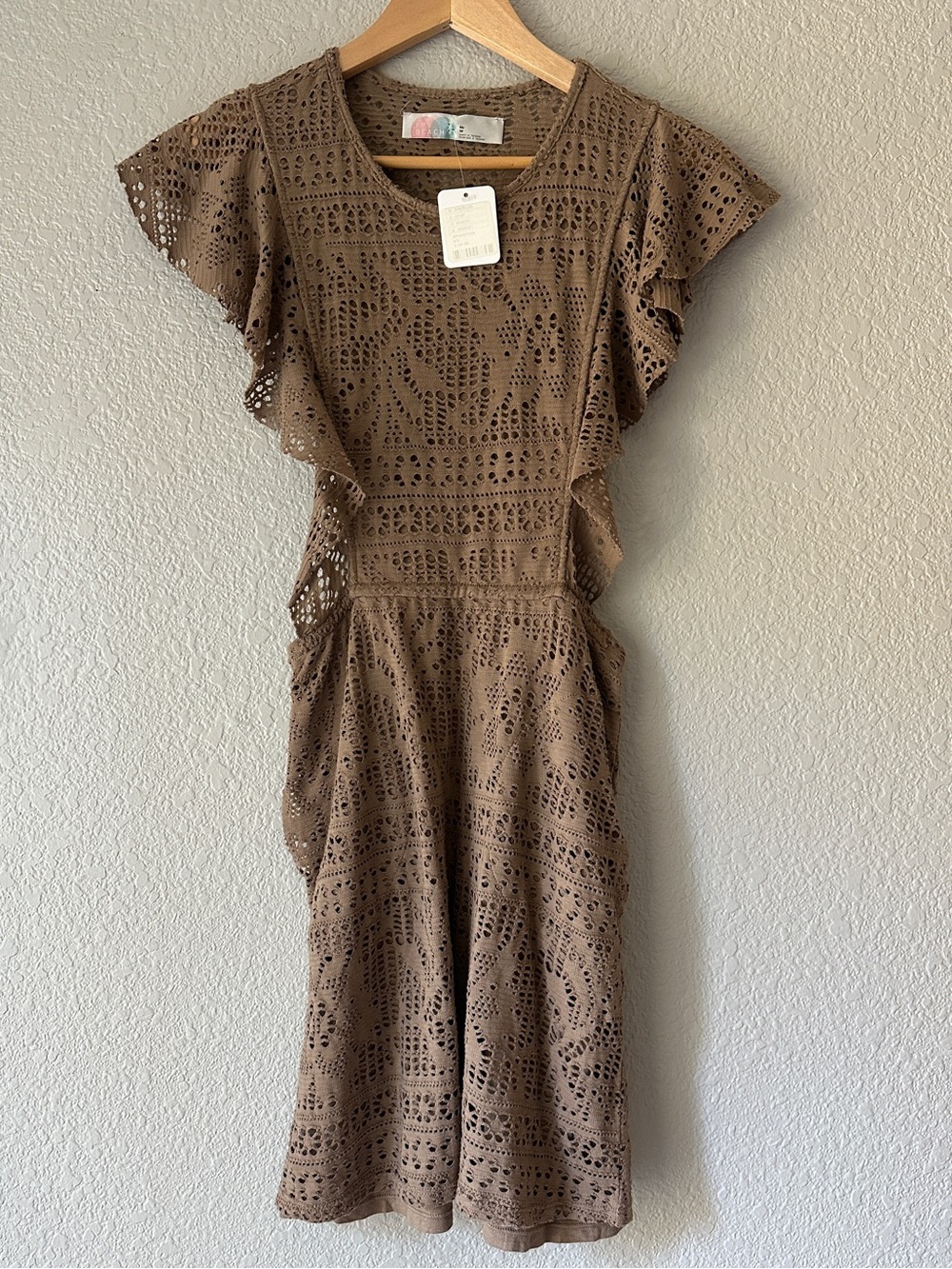 Free People Beach - Eyelet Midi Dress in Brown - Size XS - NWT